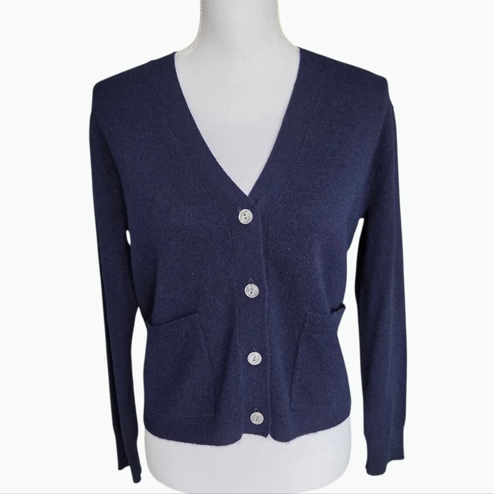 J. Crew 100% Cashmere Cardigan Navy Blue XXSmall